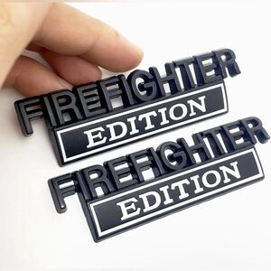 2Pack Firefighter Edition Emblem 3D Metal Fender Decal Car Badge for Pickup Truc